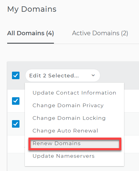 Renew domains